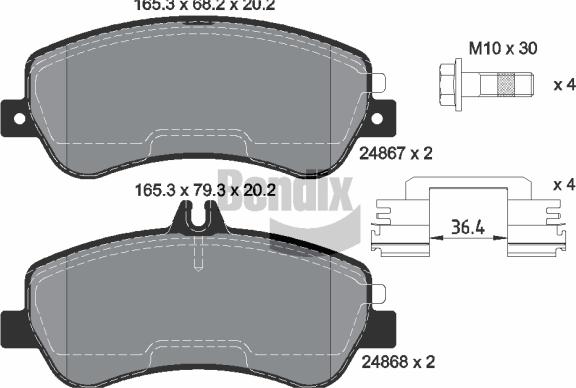 BENDIX Braking BPD1349 — Zestaw klocków hamulcowych, hamulce tarczowe