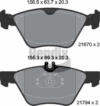 BENDIX Braking BPD1356 — Zestaw klocków hamulcowych, hamulce tarczowe