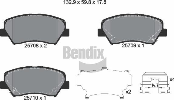BENDIX Braking BPD1365 — Zestaw klocków hamulcowych, hamulce tarczowe