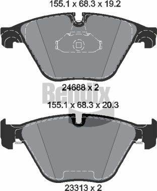 BENDIX Braking BPD1366 — Zestaw klocków hamulcowych, hamulce tarczowe