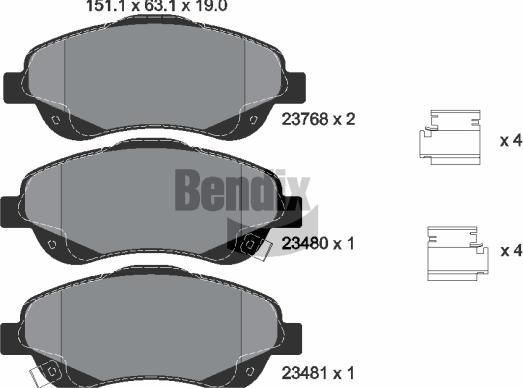 BENDIX Braking BPD1319 — Zestaw klocków hamulcowych, hamulce tarczowe