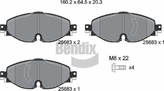BENDIX Braking BPD1388 — Zestaw klocków hamulcowych, hamulce tarczowe