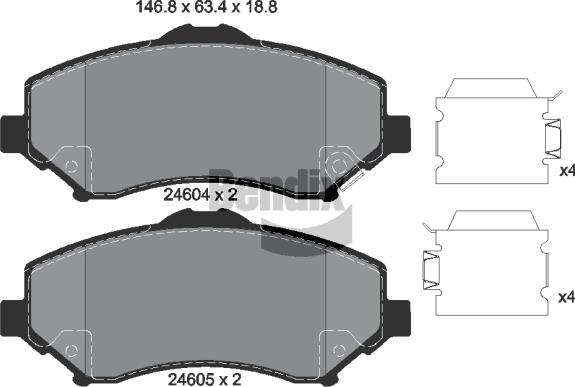 BENDIX Braking BPD1383 — Zestaw klocków hamulcowych, hamulce tarczowe