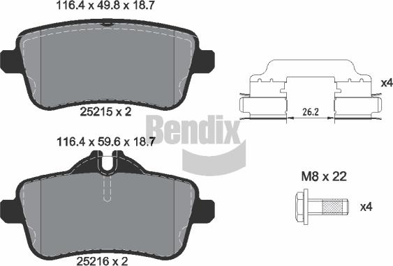 BENDIX Braking BPD1331 — Zestaw klocków hamulcowych, hamulce tarczowe