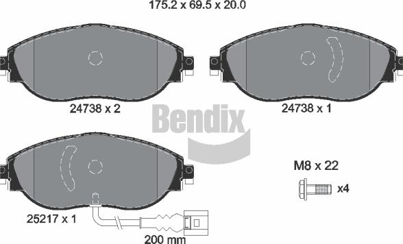 BENDIX Braking BPD1333 — Zestaw klocków hamulcowych, hamulce tarczowe