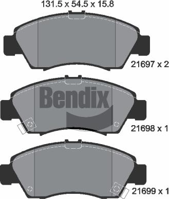 BENDIX Braking BPD1327 — Zestaw klocków hamulcowych, hamulce tarczowe