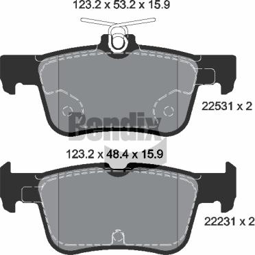 BENDIX Braking BPD1373 — Zestaw klocków hamulcowych, hamulce tarczowe
