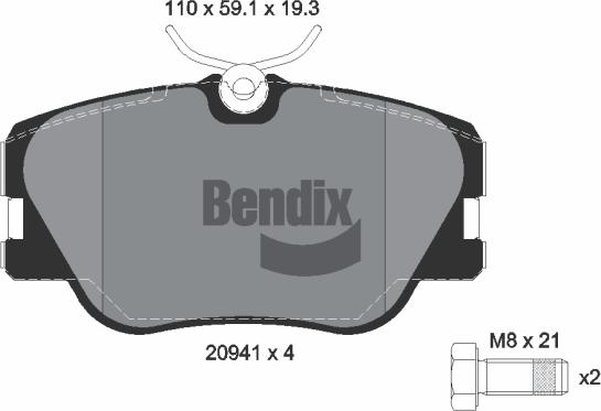 BENDIX Braking BPD1292 — Zestaw klocków hamulcowych, hamulce tarczowe