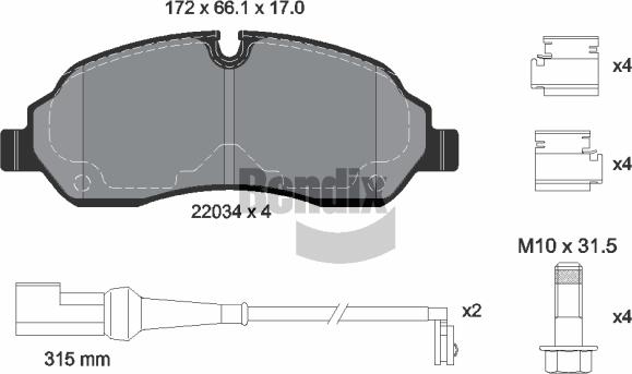 BENDIX Braking BPD1248 — Zestaw klocków hamulcowych, hamulce tarczowe