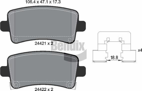 BENDIX Braking BPD1243 — Zestaw klocków hamulcowych, hamulce tarczowe
