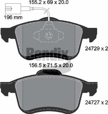 BENDIX Braking BPD1242 — Zestaw klocków hamulcowych, hamulce tarczowe
