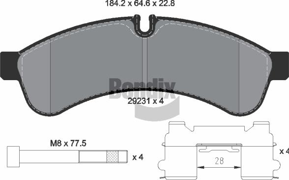BENDIX Braking BPD1250 — Zestaw klocków hamulcowych, hamulce tarczowe