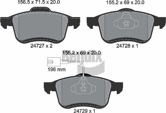 BENDIX Braking BPD1251 — Zestaw klocków hamulcowych, hamulce tarczowe