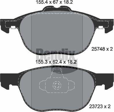 BENDIX Braking BPD1261 — Zestaw klocków hamulcowych, hamulce tarczowe