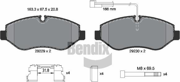 BENDIX Braking BPD1268 — Zestaw klocków hamulcowych, hamulce tarczowe