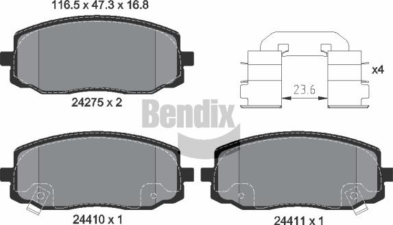 BENDIX Braking BPD1267 — Zestaw klocków hamulcowych, hamulce tarczowe