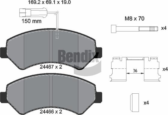 BENDIX Braking BPD1206 — Zestaw klocków hamulcowych, hamulce tarczowe