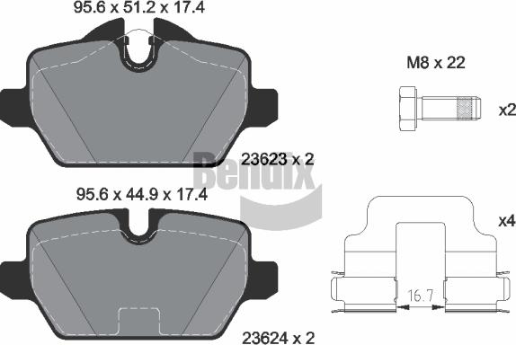 BENDIX Braking BPD1200 — Zestaw klocków hamulcowych, hamulce tarczowe