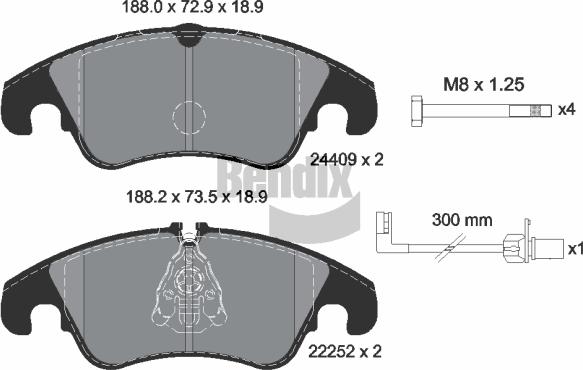 BENDIX Braking BPD1201 — Zestaw klocków hamulcowych, hamulce tarczowe