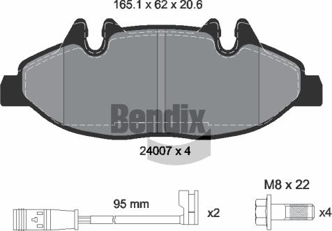 BENDIX Braking BPD1207 — Zestaw klocków hamulcowych, hamulce tarczowe