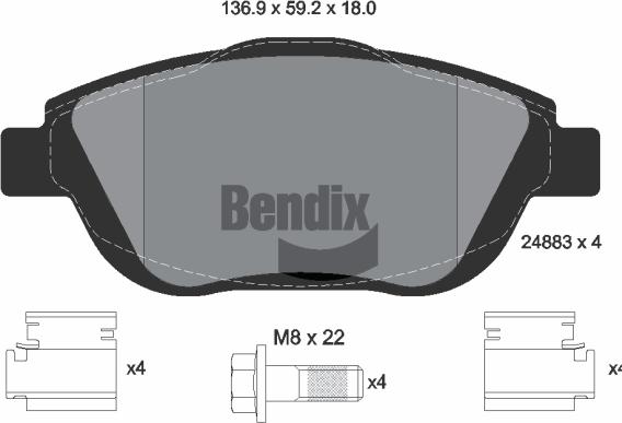 BENDIX Braking BPD1214 — Zestaw klocków hamulcowych, hamulce tarczowe