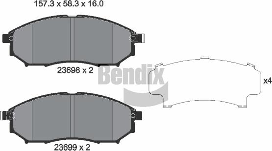 BENDIX Braking BPD1215 — Zestaw klocków hamulcowych, hamulce tarczowe