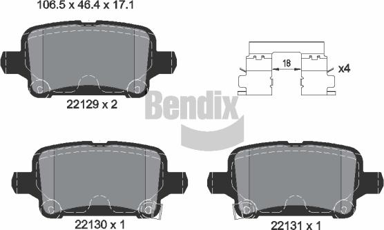 BENDIX Braking BPD1212 — Zestaw klocków hamulcowych, hamulce tarczowe
