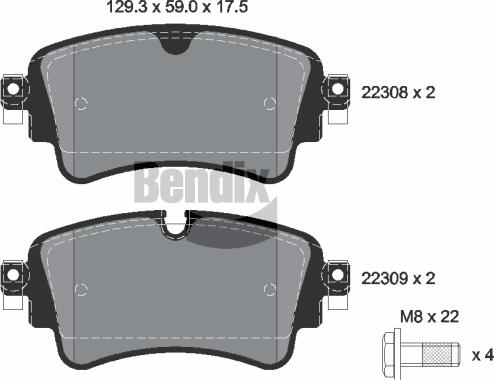 BENDIX Braking BPD1217 — Zestaw klocków hamulcowych, hamulce tarczowe