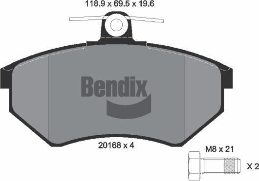 BENDIX Braking BPD1284 — Zestaw klocków hamulcowych, hamulce tarczowe