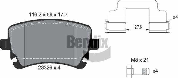 BENDIX Braking BPD1286 — Zestaw klocków hamulcowych, hamulce tarczowe