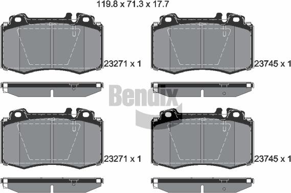 BENDIX Braking BPD1283 — Zestaw klocków hamulcowych, hamulce tarczowe
