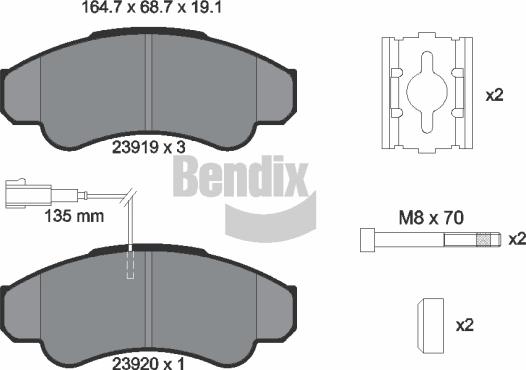 BENDIX Braking BPD1282 — Zestaw klocków hamulcowych, hamulce tarczowe