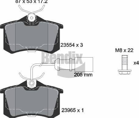 BENDIX Braking BPD1287 — Zestaw klocków hamulcowych, hamulce tarczowe