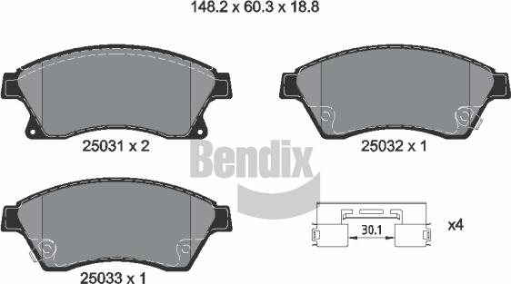 BENDIX Braking BPD1239 — Zestaw klocków hamulcowych, hamulce tarczowe