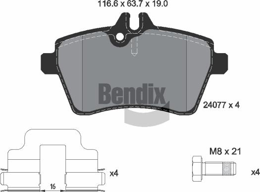 BENDIX Braking BPD1230 — Zestaw klocków hamulcowych, hamulce tarczowe