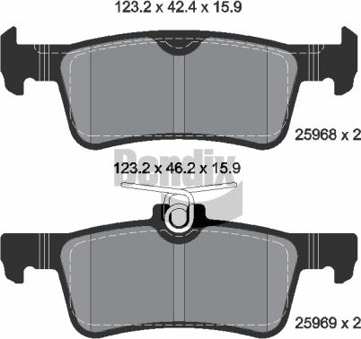 BENDIX Braking BPD1233 — Zestaw klocków hamulcowych, hamulce tarczowe