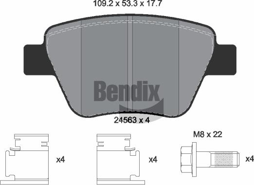 BENDIX Braking BPD1225 — Zestaw klocków hamulcowych, hamulce tarczowe