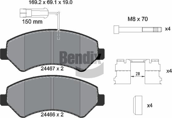 BENDIX Braking BPD1220 — Zestaw klocków hamulcowych, hamulce tarczowe