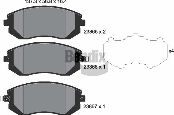 BENDIX Braking BPD1278 — Zestaw klocków hamulcowych, hamulce tarczowe