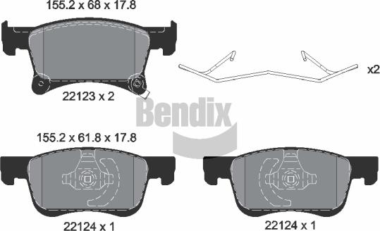 BENDIX Braking BPD1277 — Zestaw klocków hamulcowych, hamulce tarczowe