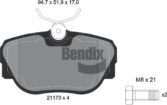 BENDIX Braking BPD1760 — Zestaw klocków hamulcowych, hamulce tarczowe