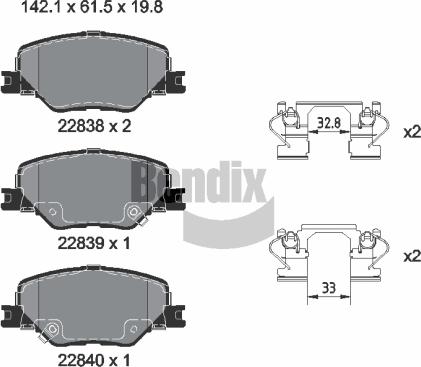 BENDIX Braking BPD2446 — Zestaw klocków hamulcowych, hamulce tarczowe