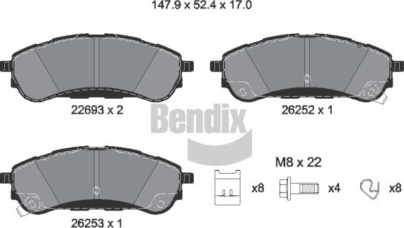 BENDIX Braking BPD2456 — Zestaw klocków hamulcowych, hamulce tarczowe