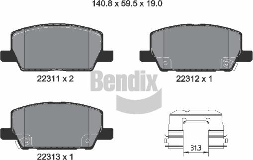 BENDIX Braking BPD2452 — Zestaw klocków hamulcowych, hamulce tarczowe