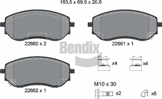 BENDIX Braking BPD2461 — Zestaw klocków hamulcowych, hamulce tarczowe