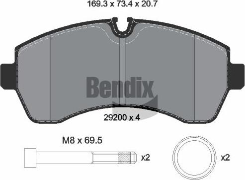 BENDIX Braking BPD2411 — Zestaw klocków hamulcowych, hamulce tarczowe