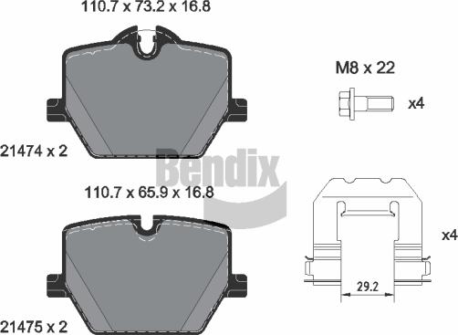 BENDIX Braking BPD2480 — Zestaw klocków hamulcowych, hamulce tarczowe