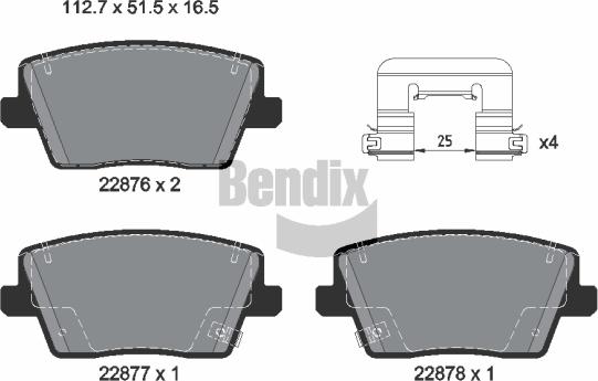 BENDIX Braking BPD2435 — Zestaw klocków hamulcowych, hamulce tarczowe