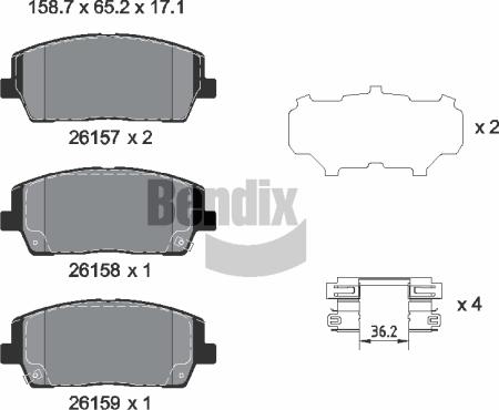 BENDIX Braking BPD2436 — Zestaw klocków hamulcowych, hamulce tarczowe