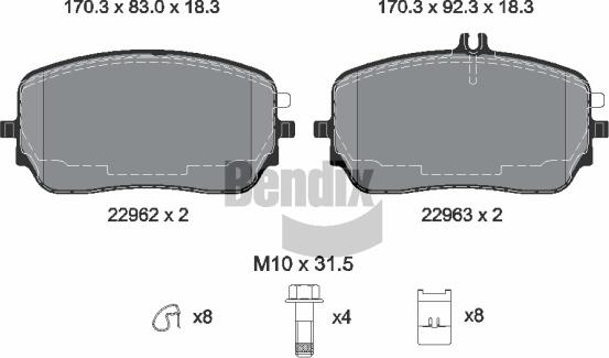 BENDIX Braking BPD2476 — Zestaw klocków hamulcowych, hamulce tarczowe